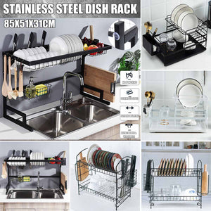 Aluminium Alloy Dish Rack Kitchen Organizer Storage Drainer Drying Plate Shelf Sink