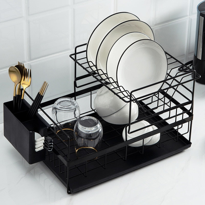 Aluminium Alloy Dish Rack Kitchen Organizer Storage Drainer Drying Plate Shelf Sink